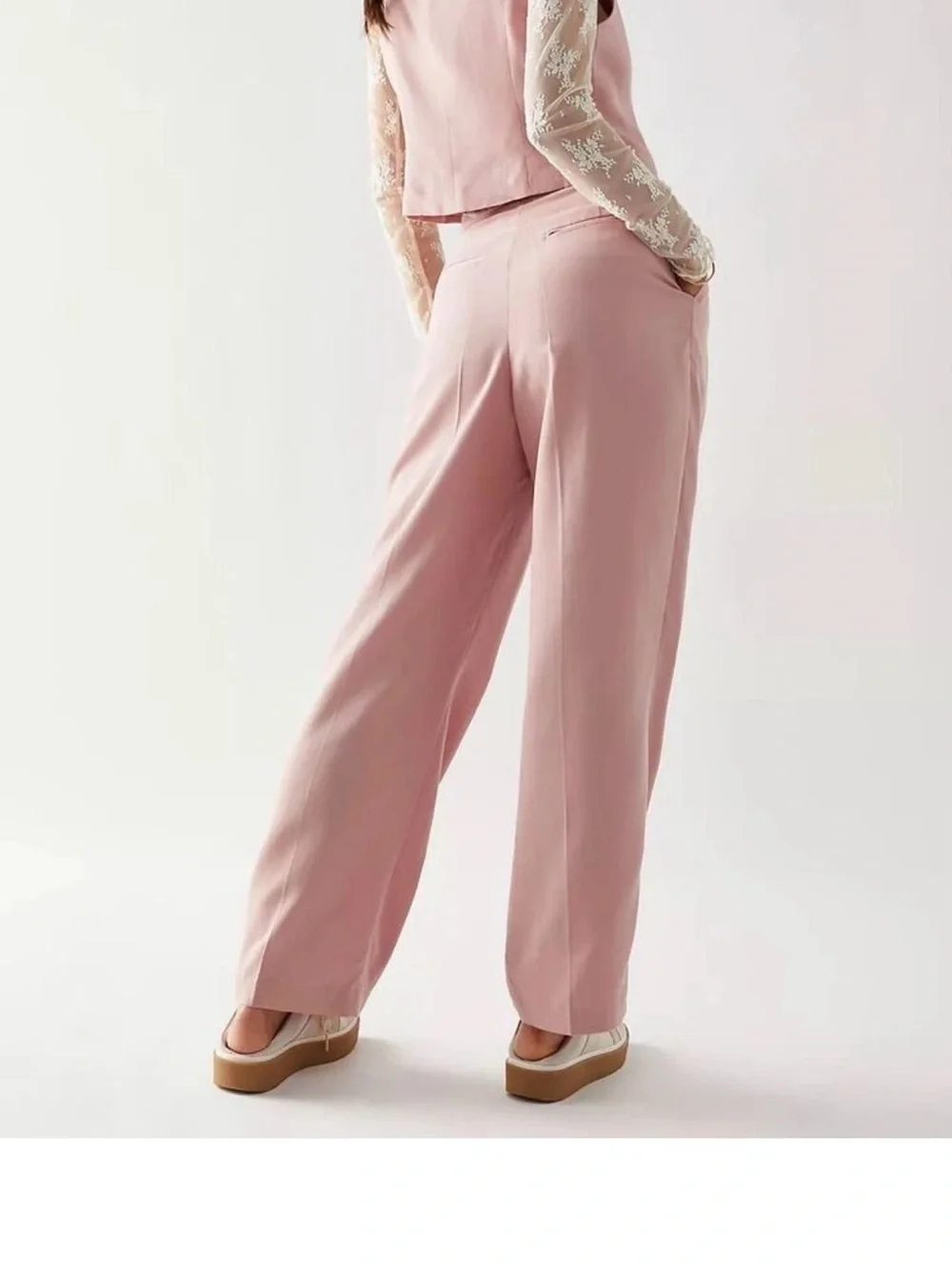 Free People Gabby vest suit set in Blush Pink